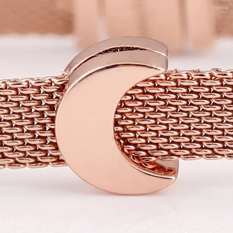 Löst ädelstenar Original Rose Gold Reflexions Moon Clip Stopper Lock Pärlor Fit 925 Sterling Silver Charm Armband Bangle DIY SMYCKE