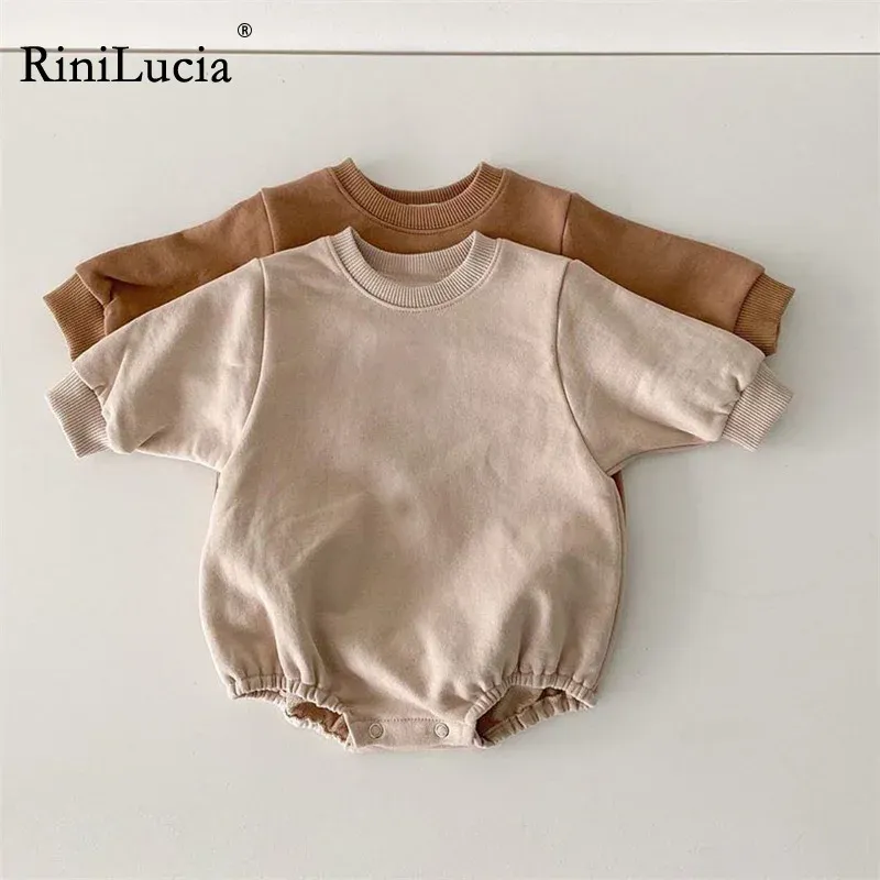 One-Pieces RiniLucia Fashion Baby Girls Romper Cotton Long Sleeve Buttons Baby Rompers Infant Playsuit Jumpsuits Cute Newborn Clothes