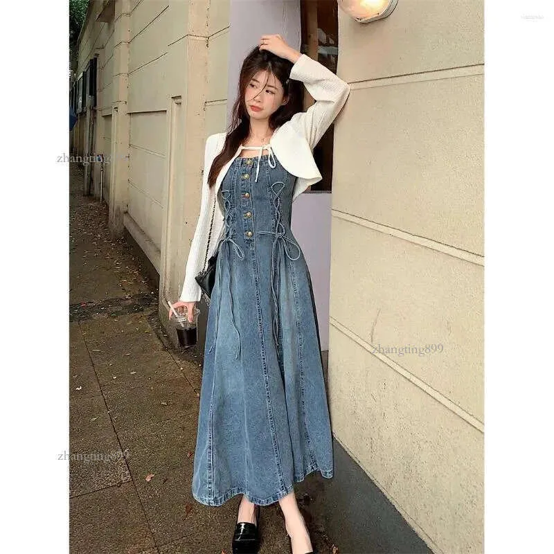 white christmas dresses Chic Vibe Denim Sleeveless Two-Piece Suit – Beetsweeti