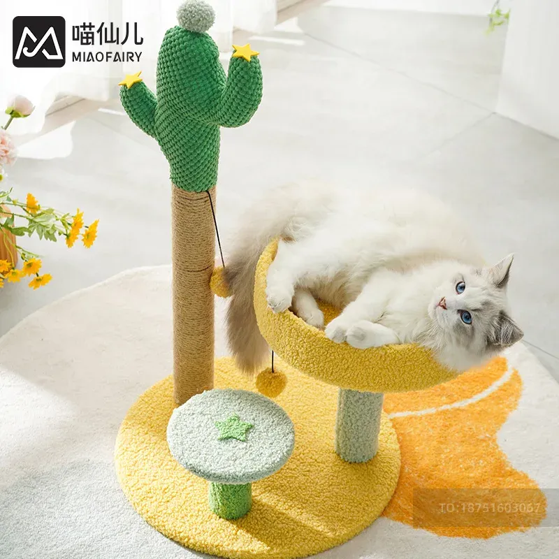 Giocattoli cactus cornice arrampicata gatto sisal colonna di canapa colonna artigli artefatto estate nido di gatto saltare la piattaforma gatto timore giocattolo giocattolo