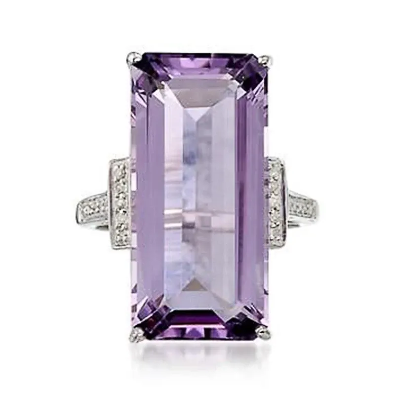 Band Huitan Simple Fashion Purple Cubic Zirconia Women Rings for Wedding Ceremony Party Elegant Accessories Högkvalitativa smycken Nya