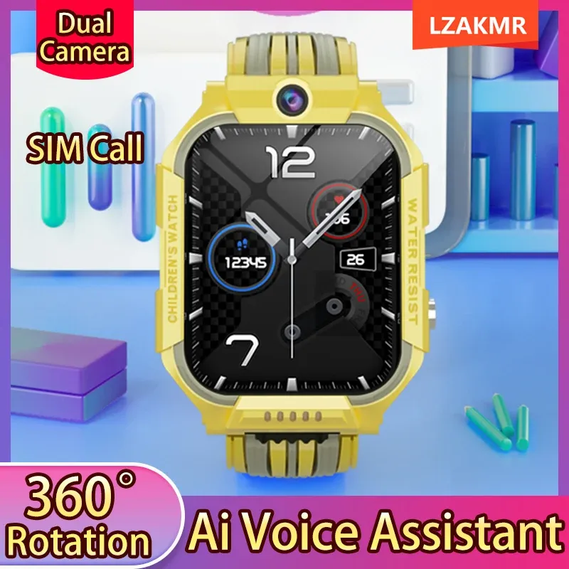 Contrôle GS35 360 ° ROTATION SMART Watch Double Caméra SIM APPEL 4G FACE NET ID Android Surveillance de la voix Android Télécommande Smart Watch Children