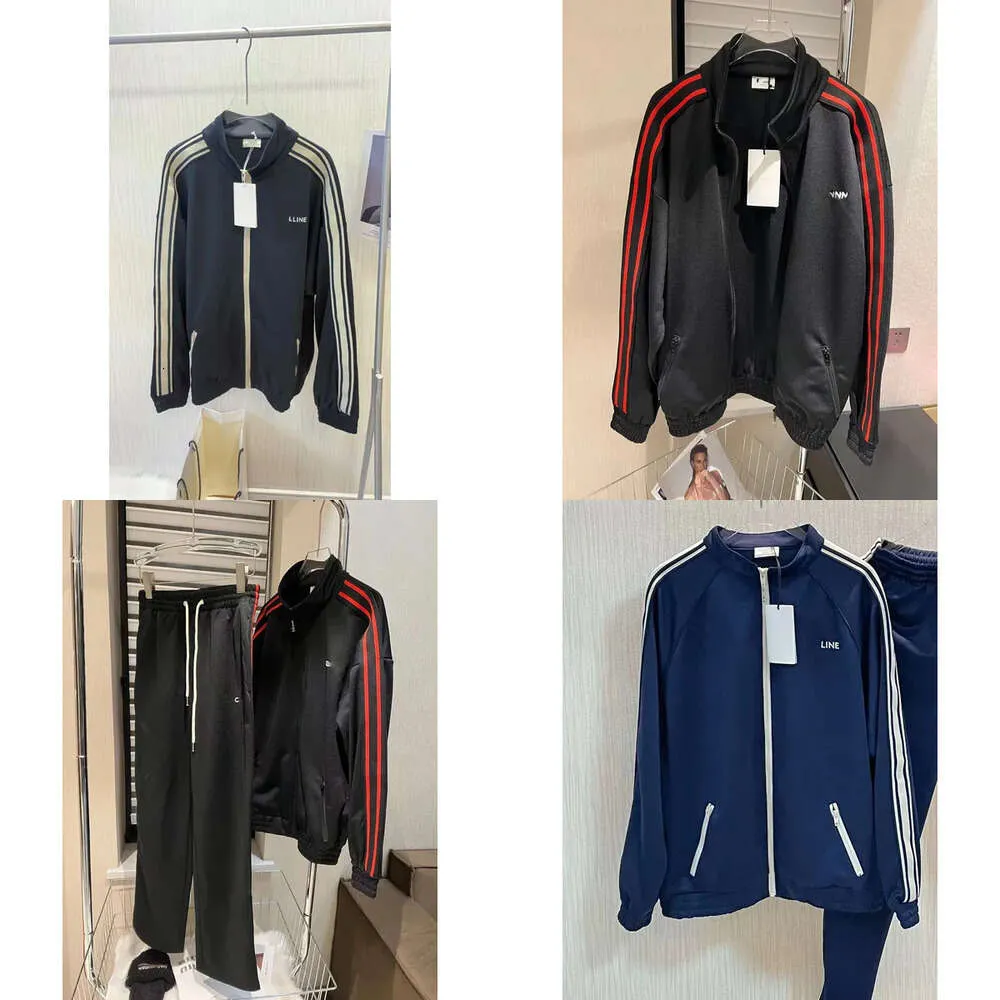 TrackSuits Men's 2023最新の男性と女性のカジュアルなトワイスCEレター刺繍ドローストリングパンツジッパージャケットルーズスポーツスーツ230419