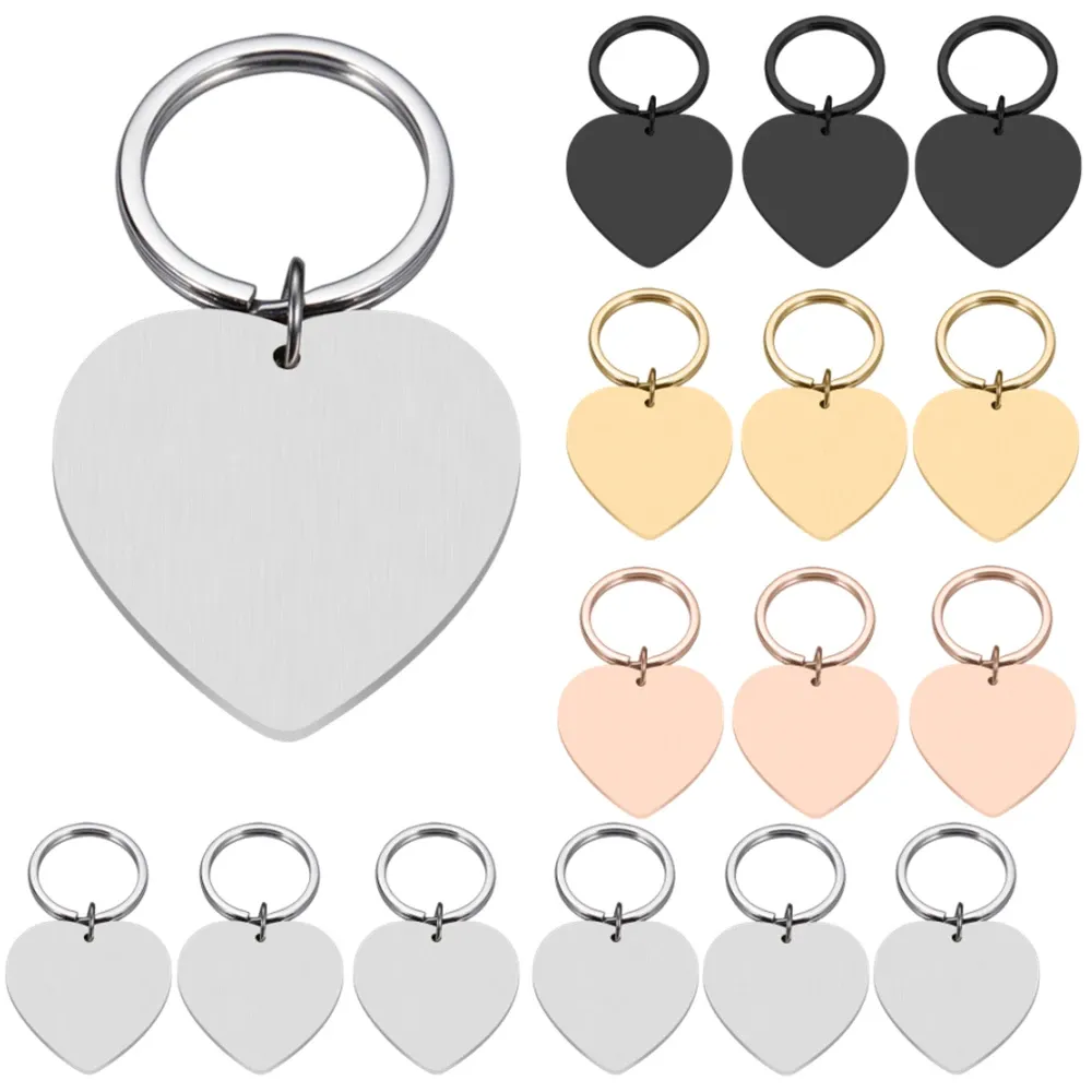 Tags 20sets coeur ID de chien Tags Col de chat personnalisés Collier en acier inoxydable Plaque de plaque pour anniversaire Initiales de la Saint-Valentin Gift