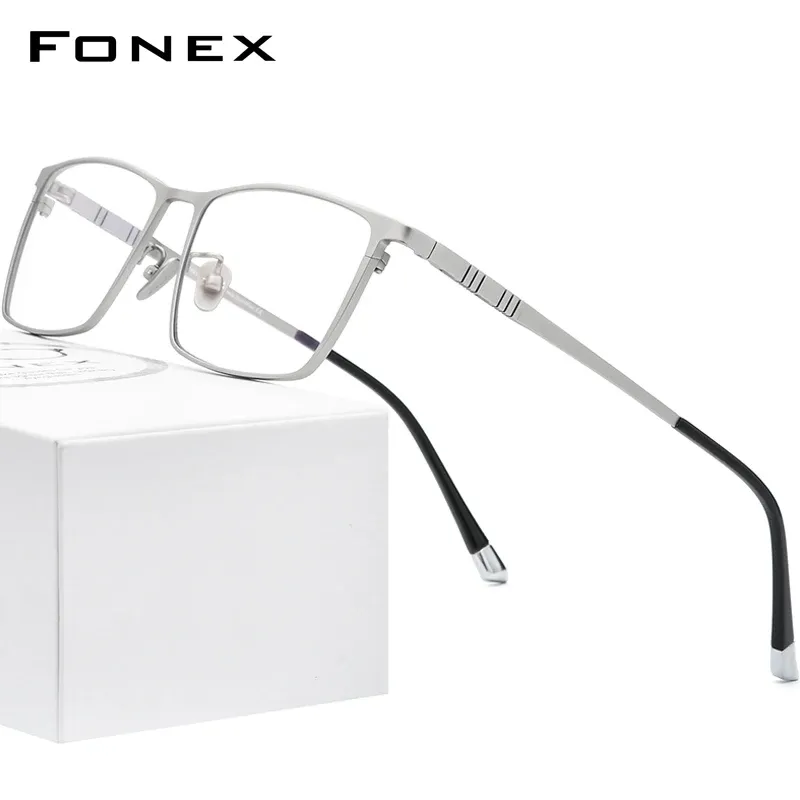 Линзы Fonex Pure Titanium Glasses Рамки мужские квадратные очки 2020 Новый мужской классический полный оптический рецепт очков кадры F85641