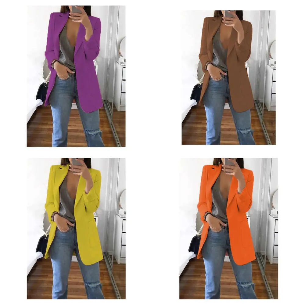 Ladies Spring Ol Professional Lapel Cardigan Temperament Suit Casual Jacket Blazer Women Office Lady 220402