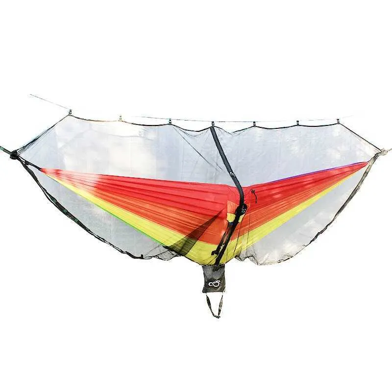 Camp Furniture New Lightweight Hammock Bug Mosquito Net Easy Setup Outdoor Double Single Hammocks for 360 Degree Protection Dual Sided Zipper Y240423