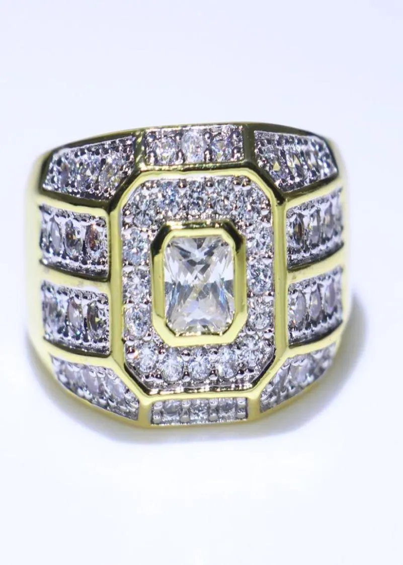 2018 Nuovo zecca di gioielli di lusso Choucong 925 Silvergold Riep Princess Pave Finger Rings White Topaz Cz Diamond Band Ring per ME746976267260