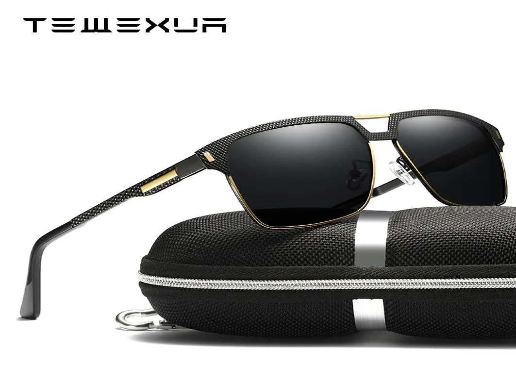 Tewexua Brand New Style Fashion Polarized Square Frame Sunglasses Men Metal Sports Sports Leisure UV4009425554