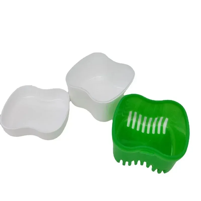 3 färger Dentur Falskt tänder lagringslåda Fodral med filterskärm Dental Appliance