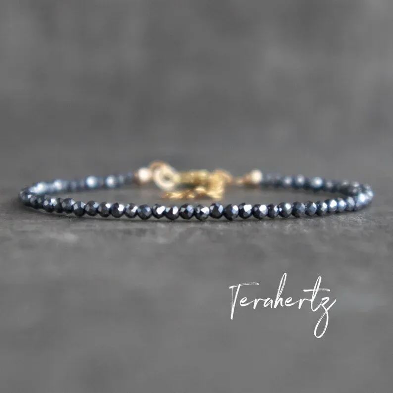 ブレスレットTerahertz Stone Bracelet、Terahertz Crystal Beadedブレスレット、女性用の陽性宝石ブレスレット、彼女への瞑想ギフト