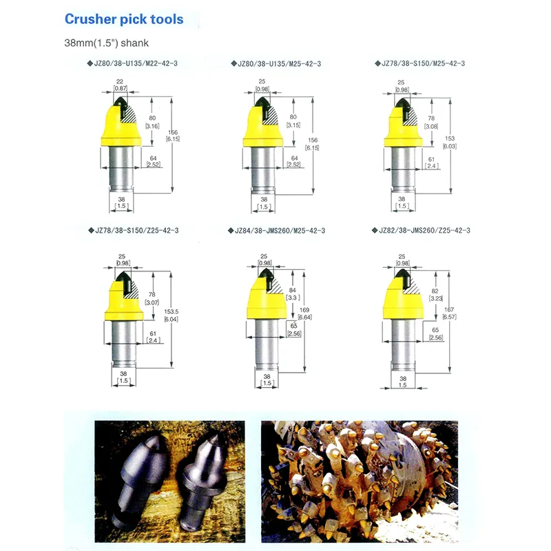 Strumenti di mining di superficie da 38 mm per slancio Bite di mining a carbone e perforazione del supporto per trapano mining di superficie con pezzi di tamburi