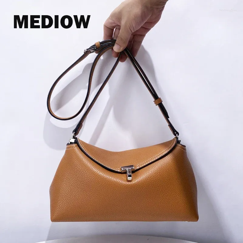 Hobo MEDIOW England Style Hobos Bags For Women Luxury Designer Handbag And Purse 2024 In PU Lychee Texture Lock Underarm Shoulder