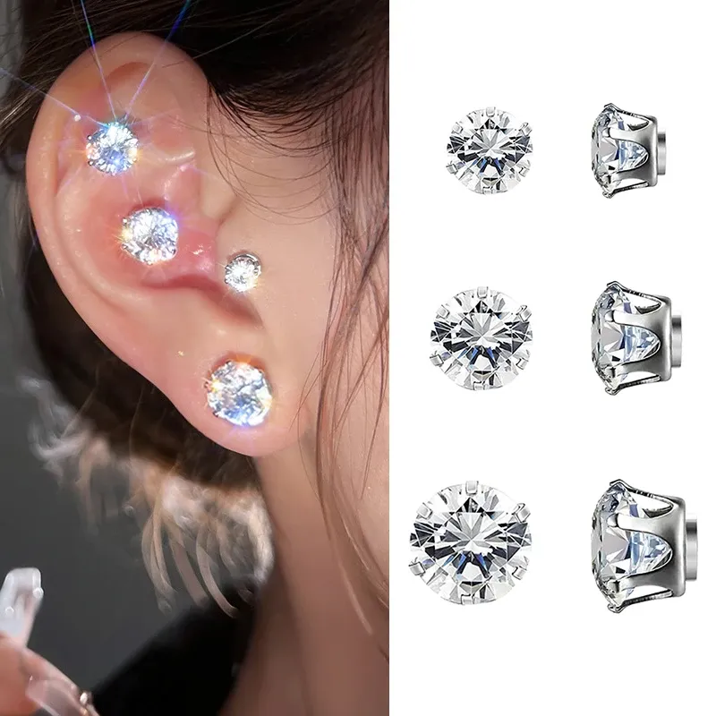 Boucles d'oreilles Fashion Magné de boucles d'oreille Men de boucles d'oreille Femmes brillantes Anaignant Magnet Oreillez Zircon Stone Clip d'oreille sans lourde