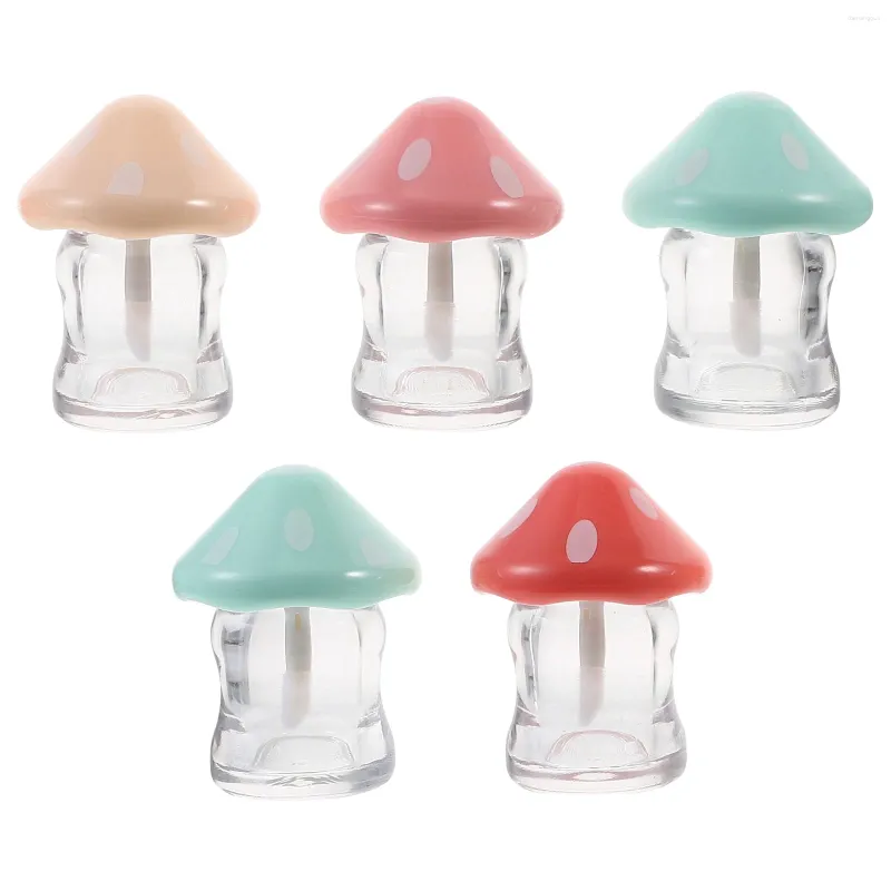 Bouteilles de rangement 5 pcs PCS Glaze à lèvres Champignon Kit de beauté Faire du bricolage de bricoles vides en plastique Girl Girl pour les petites entreprises