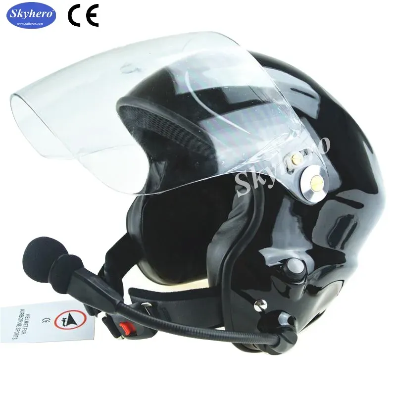 Säkerhetsbrusavbrott Paramotorhjälm med full headset Två sidor PTT -kontroll CE EN966 Standardfri frakt