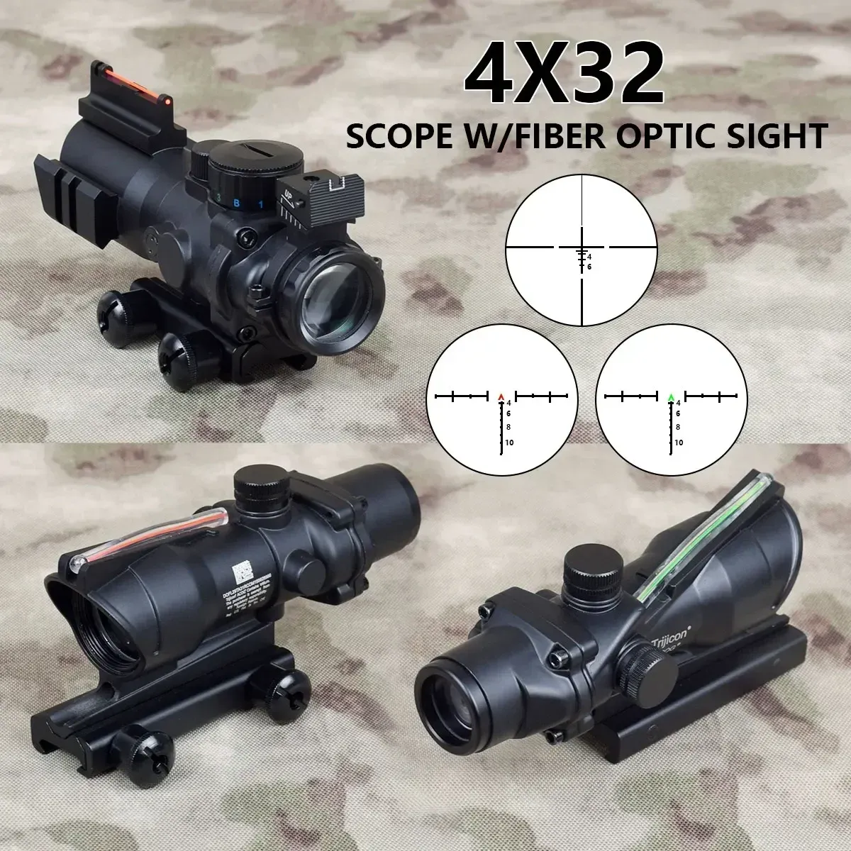 Scopes Acog 4x32 1x32 Реальная волоконная оптика