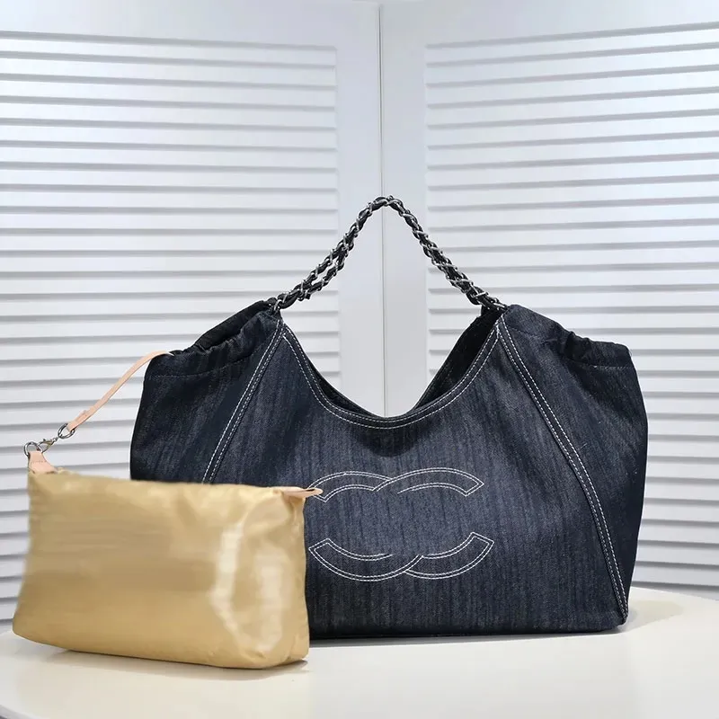 デニムデザイナーコンポジットバッグサムラーウォレットファッションママバッグレディースカウボーイバッグトートバッグ刺繍バッグラグジュアリービーチバッグブルー