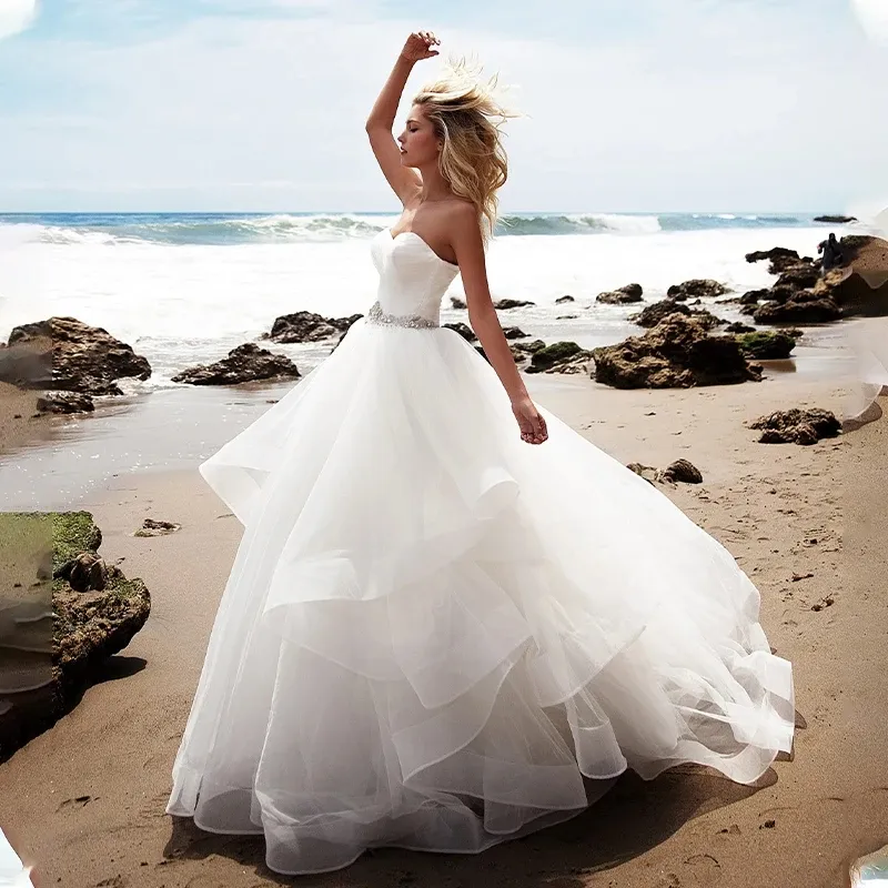 A Line Bridal Gowns Plus Size Sweetheart Tulle Dress: Elegant Lace