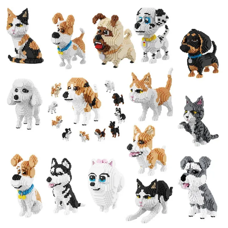 Toys Micro Dog Cat Husky Animal Bricks MOC Diamond Pet Model Bouwstenen Leuke speelgoed Hobby's voor jonge kinderen Verjaardag Xmas Gifts