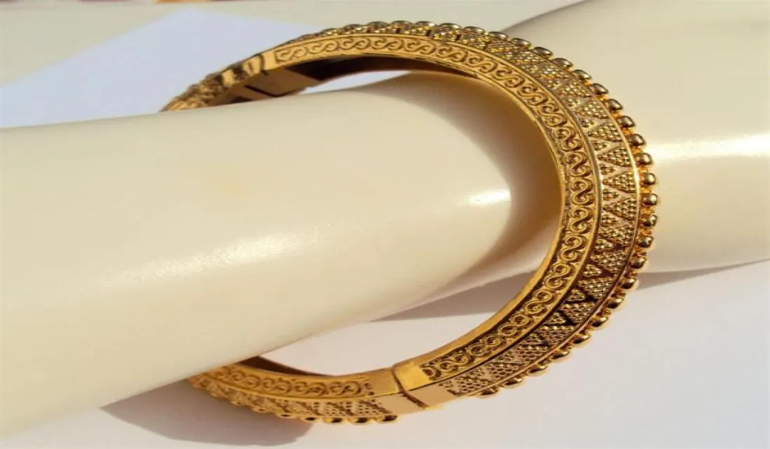 Carve 22K 23K 24K Thai Baht Yellow Solid Gold GP smycken Bangle Armband BA09307I5158912