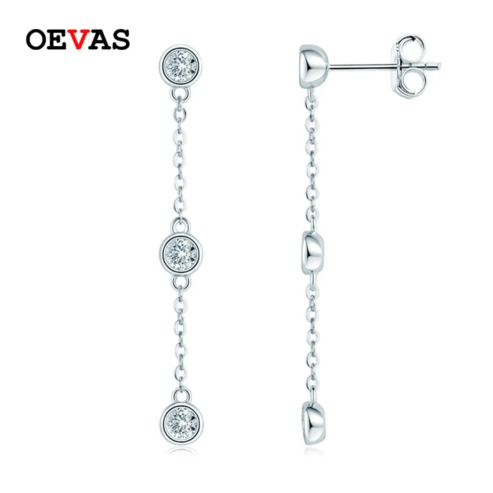 Oorbellen oevas 100% 925 Sterling zilver 0,6 karaat Moissanite diamant oorbellen voor vrouwen lange tassel pendientes trouwfeest fijne sieraden