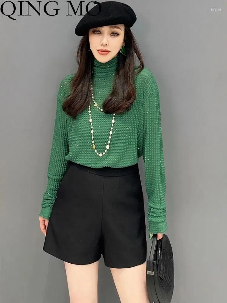 Koszule damskie Qing Mo 2024 Wiosna jesienna koreańska koła wygodna koszula Slim Dom