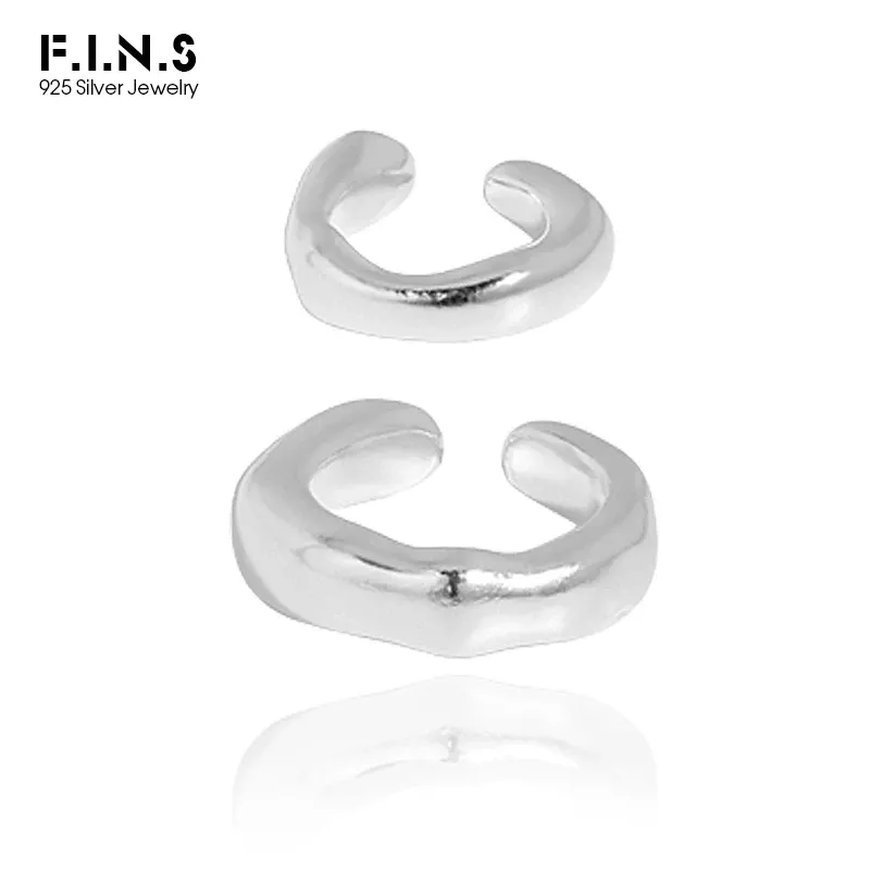 Earrings F.I.N.S 1PC 925 Sterling Silver Irregular Stackable Thick Rock Punk Clips Earring Earcuff Ear Cuff Earring Wedding Jewelry