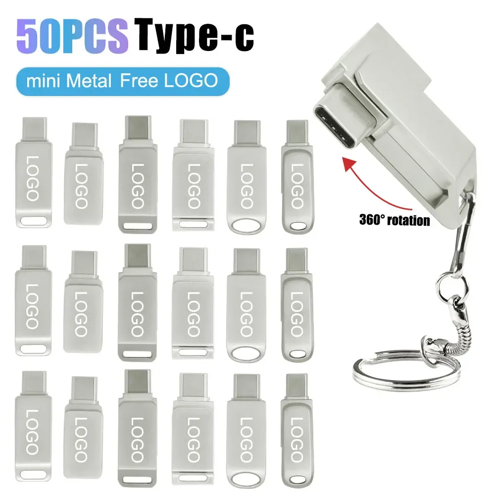 DRIVES 50 PCS TYPE C MINI Ultra Dual USB Flash Drive 128 GB Memory Stick 64 GB Creatief Gift voor Business USB2.0 Flash Drives Aangepast Logo