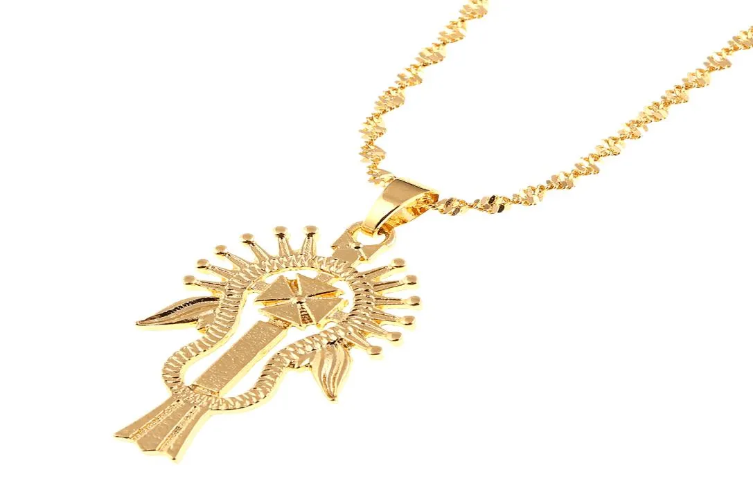Etiopiskt guldhänge halsband för kvinnor män Judas smycken charms etniska afrikanska gåvor5056057