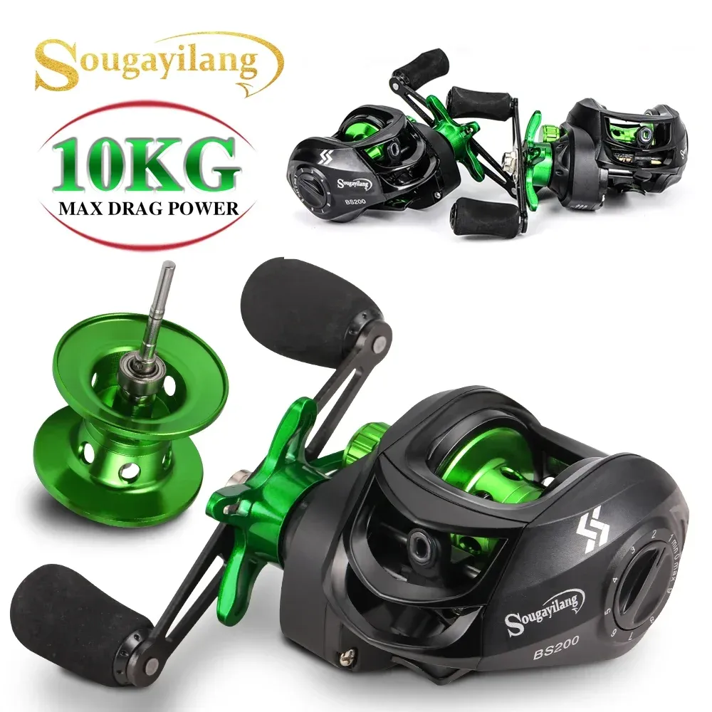 Acessórios Sougayilang Baitcasting bobinas 7.2: 1 gear rolos de bobina de metal max drag 10kg trolling rolo para merda de água doce Pesca