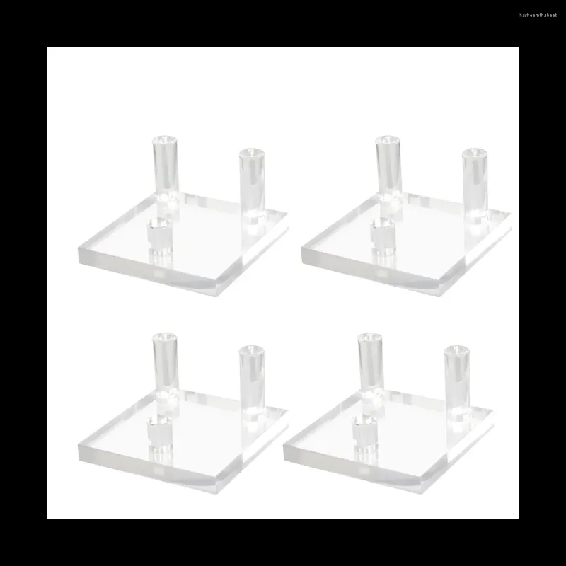 Sieradenzakken 4 packs 2.5 inch rock display Stand Three-Peg Square Acryl Stands voor rotsen mineralen platen Crystal