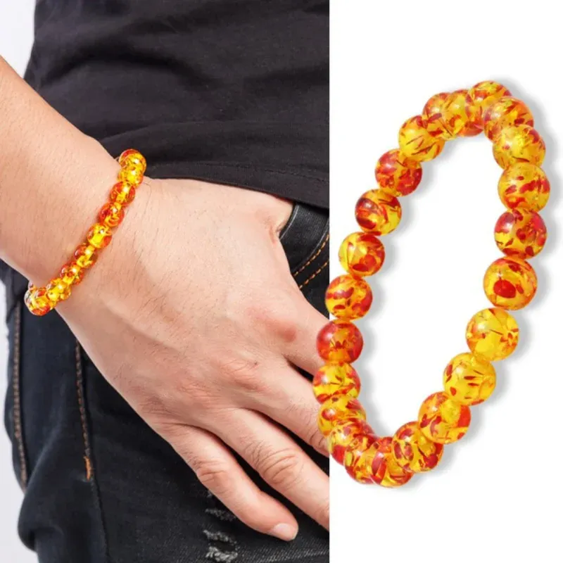 Brins 8 mm Bracelet d'ambre jaune 8 mm Bracelet en pierre naturelle pour hommes femmes citrines jades perles de brins Bangles Bijoux chanceux Gift 2022