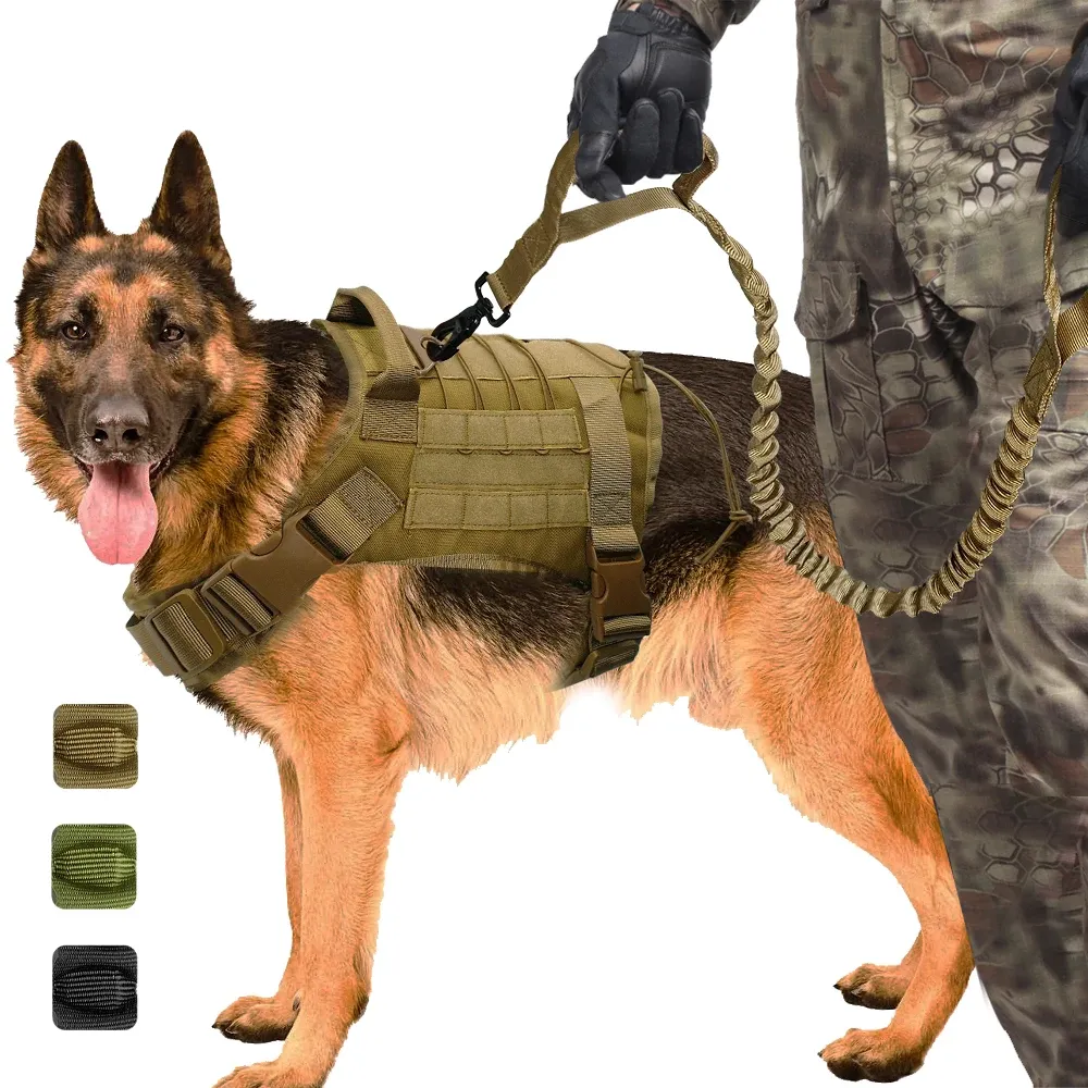 Giubbotti tattici militari cablat di gilet k9 cani da lavoro nylon bungee guinzaglio addestramento alla corsa per cani grandi grandi cani tedesco pastore