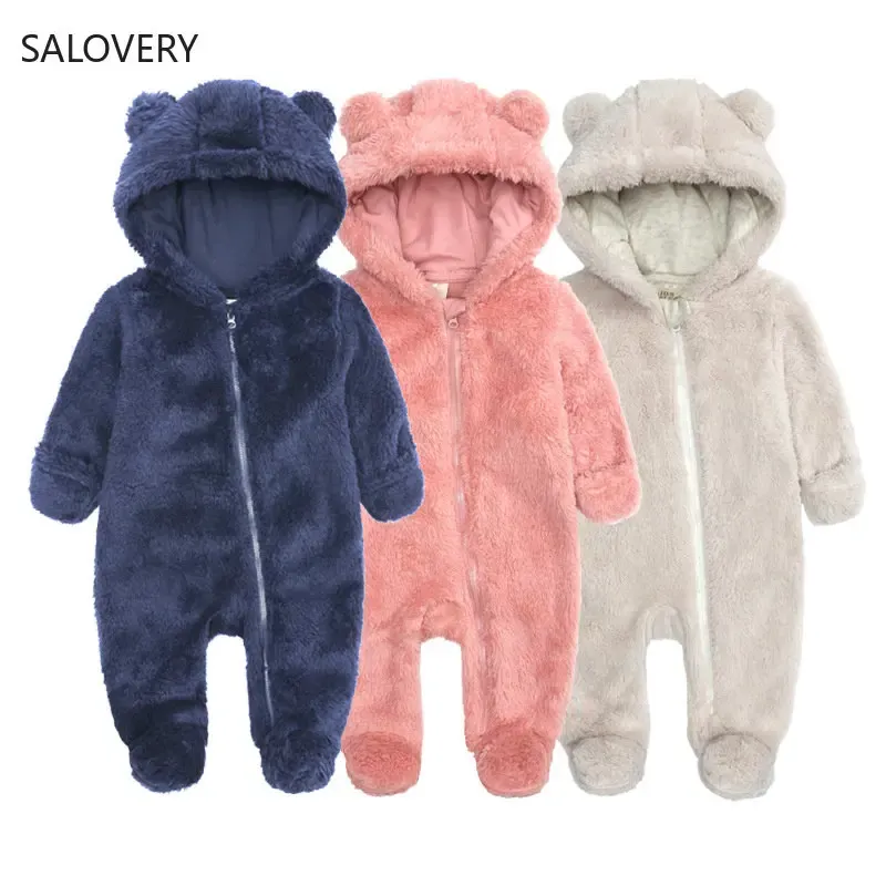 One-Pieces 2022 Neue Herbst Winter Infant Cartoon Bär Strampler für Neugeborene Baby Kostüm Jungen Mädchen Gesamt Overall Baumwolle Mit kapuze Kleidung