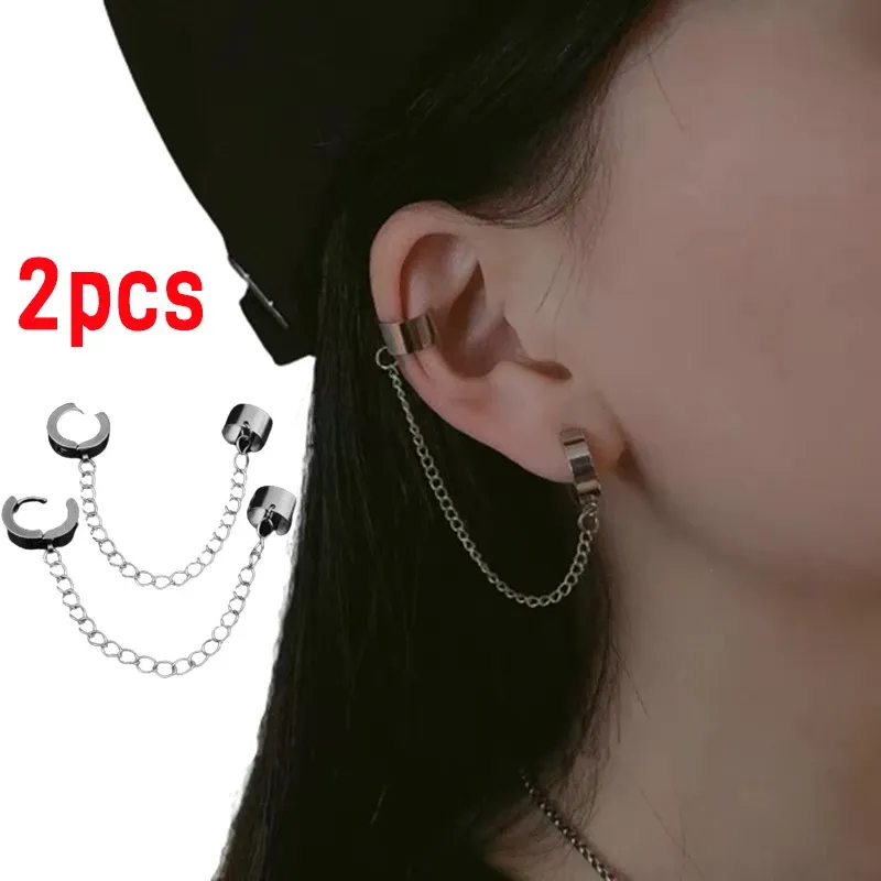 Boucles d'oreilles Nouvelles boucles d'oreilles à chaîne d'oreille en acier en acier titane