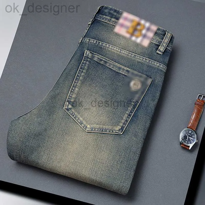 Men's Jeans designer Light luxury large brand jeans men's spring/summer embroidered high-end youth slim fit elastic casual leggings