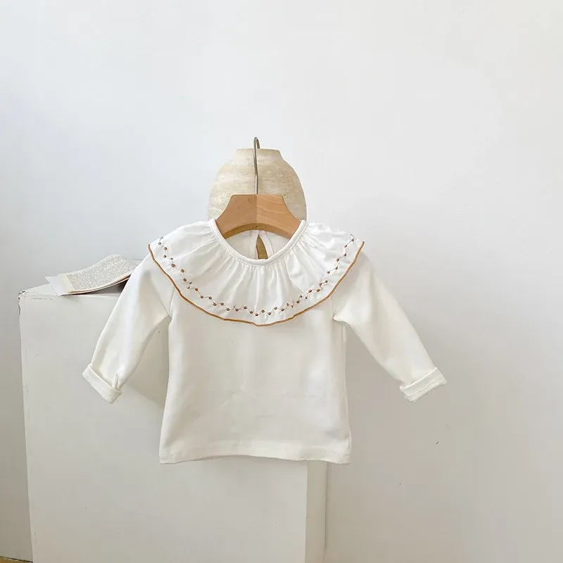 Tops Milancel New Herbst Baby Bottoming Shirt Kleinkind Langarm T -Shirt Infant Lotus Blattkragen Bluse Girls Tops