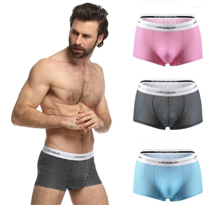 Underpants Men's Mid-Waist Function Breathable Panties Boxers Sexy Comfortable Dot Print Underwear Shorts