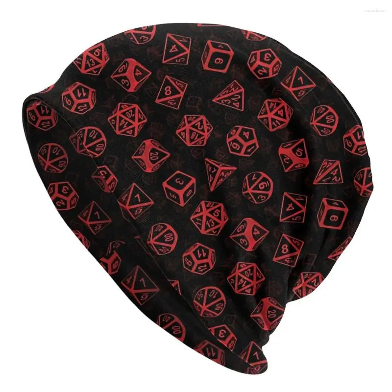 Berets Dnd D20 Dice Set Pattern Washed Thin Bonnet Cycling Casual Beanies Protection Men Women Hats