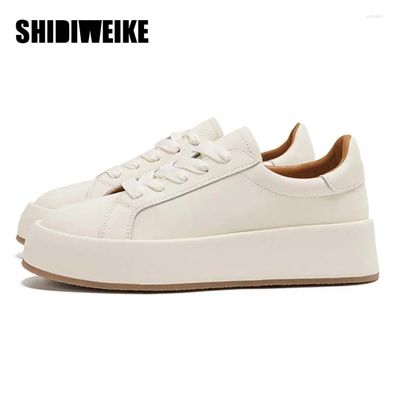 Casual Shoes Ins Real Leather Women Sneaker Fashion Height Increasing Daily Ladies Footwear Size 34-40 AD2142