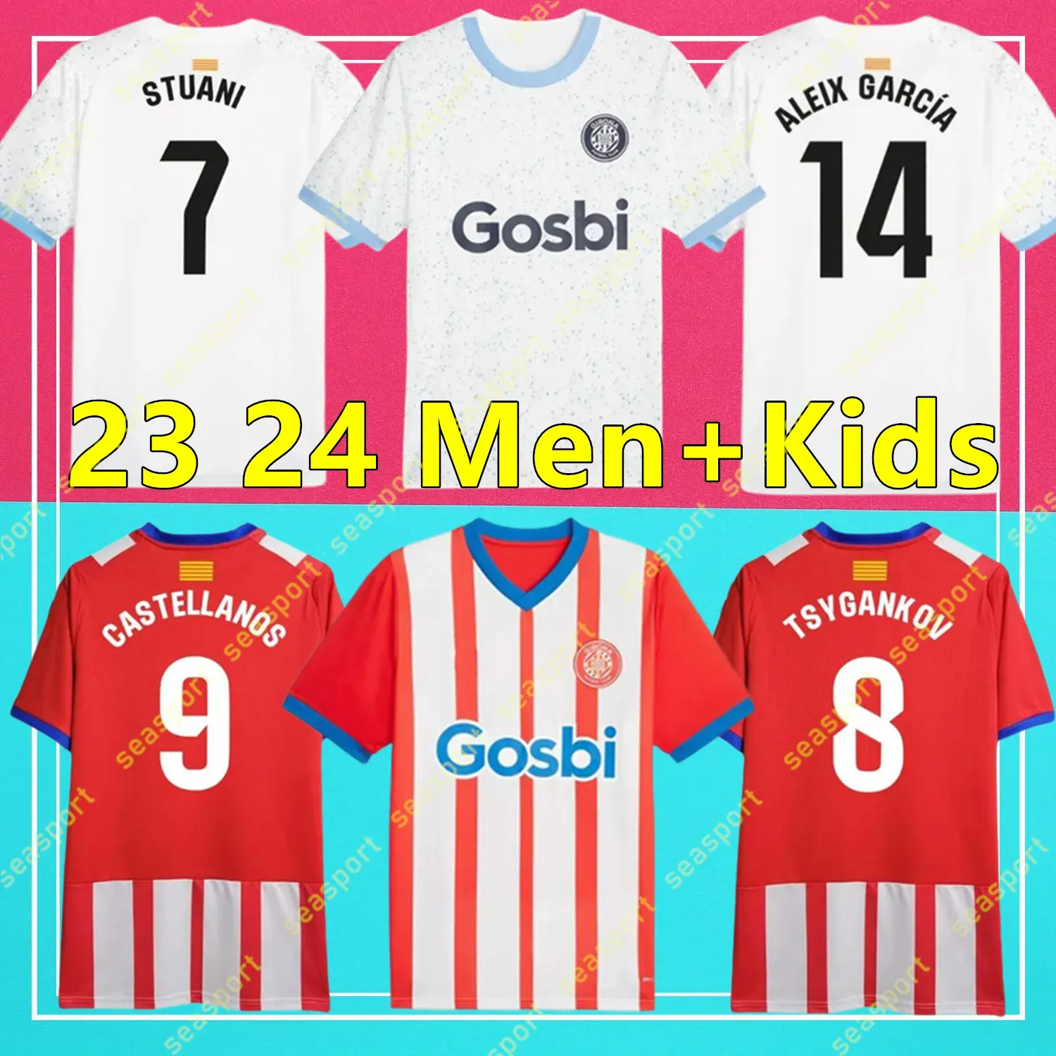 Stuani 2023 2024 Home Away Castellanos Valery Toni Borja Garcia Villa Aleix Garcia Football Shirts Tsyganko 23 24 Girona FC Soccer Jerseys