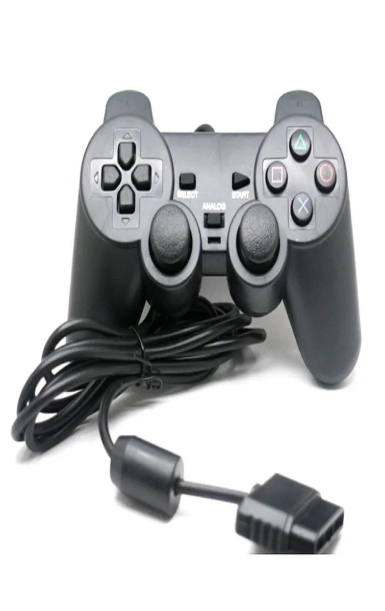 Wired 15m Controller Dual Vibração Joystick Gamepad Joypad para PS2 PlayStation 2 Black Retail Bilstercard Pack Tw4318050388