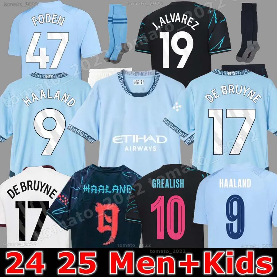 24 25 fans Player Version Haaland Soccer Jerseys de Bruyne Mans Cities Grealish Kovacic Foden Ferran 2023 2024 Football Shirt Uniforms Men Kids Rodrigo