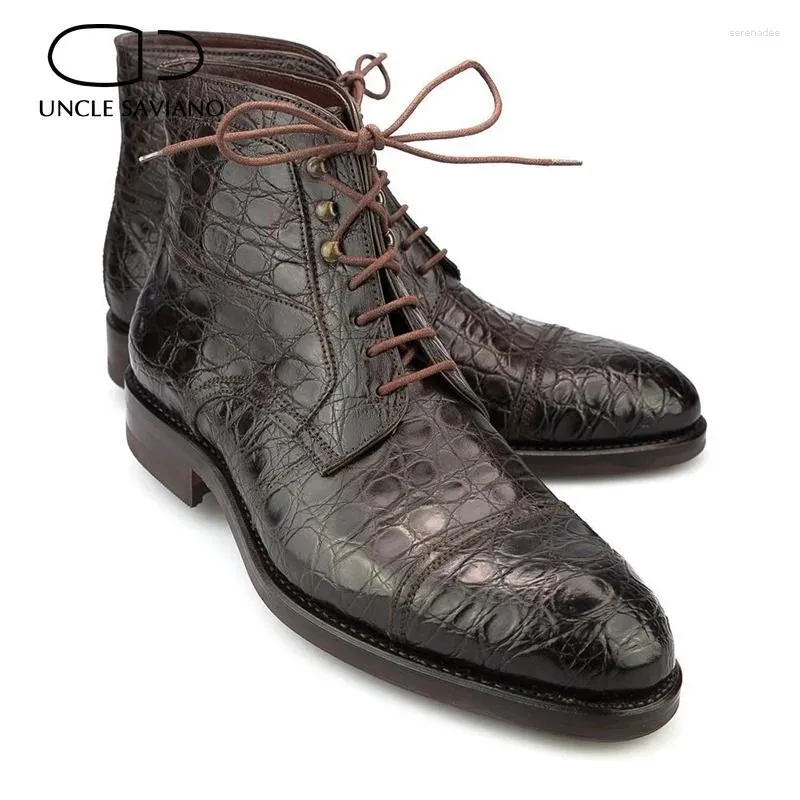 DHgate Genuine Leather Mens Non Slip Boots Lace Up Solid Winter Work Shoes in Black Shoes Accessories