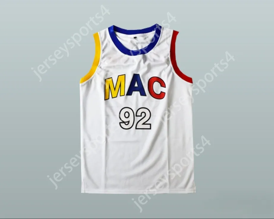 Aangepaste naamnummer Heren Jeugd/Kids Mac Miller 92 Wit basketbaltrui Top gestikt S-6XL