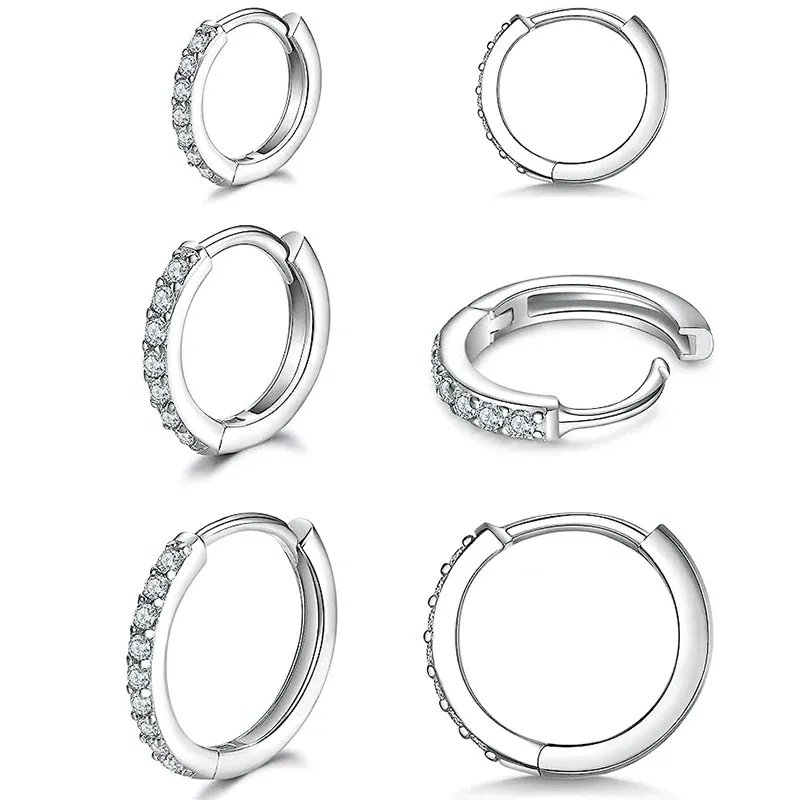 Örhängen hypoallergen liten båge örhängen sterling silver nål 14k vit guld pläterad brosk piercing örhängen öron plugg liten båge