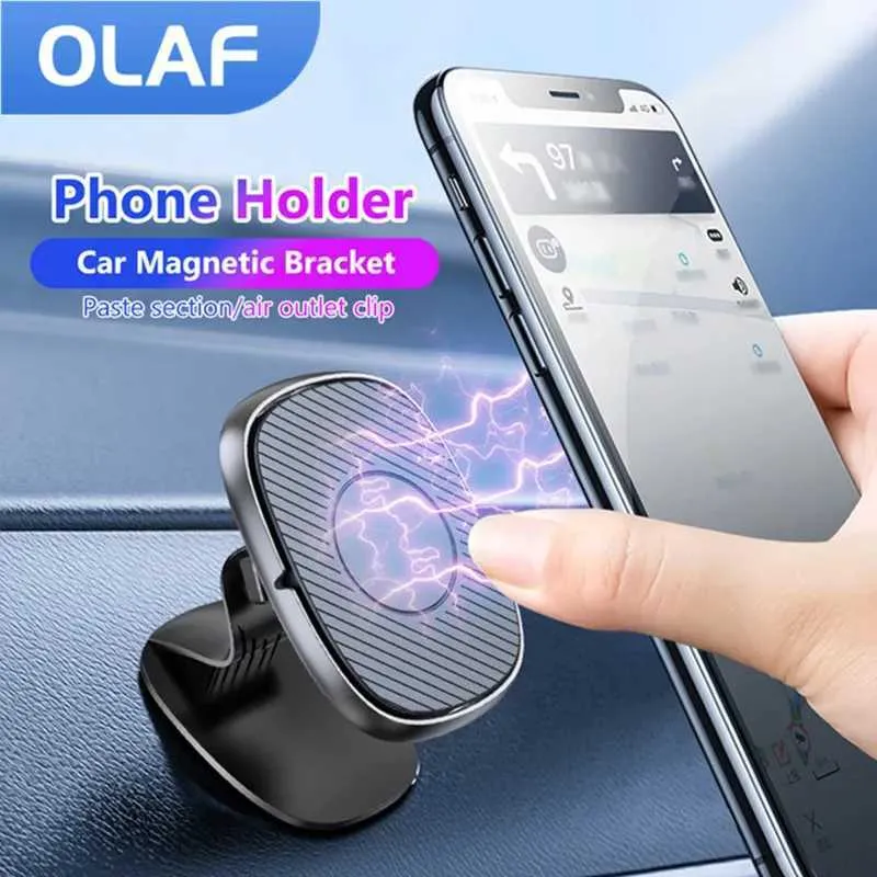 Mobiltelefonfästen Holders Air Vent Magnetic Car Phone Holder Clip Mount Rotation Magnet Mobiltelefon Stand för bil GPS -stöd för Huawei Samsung Y240423