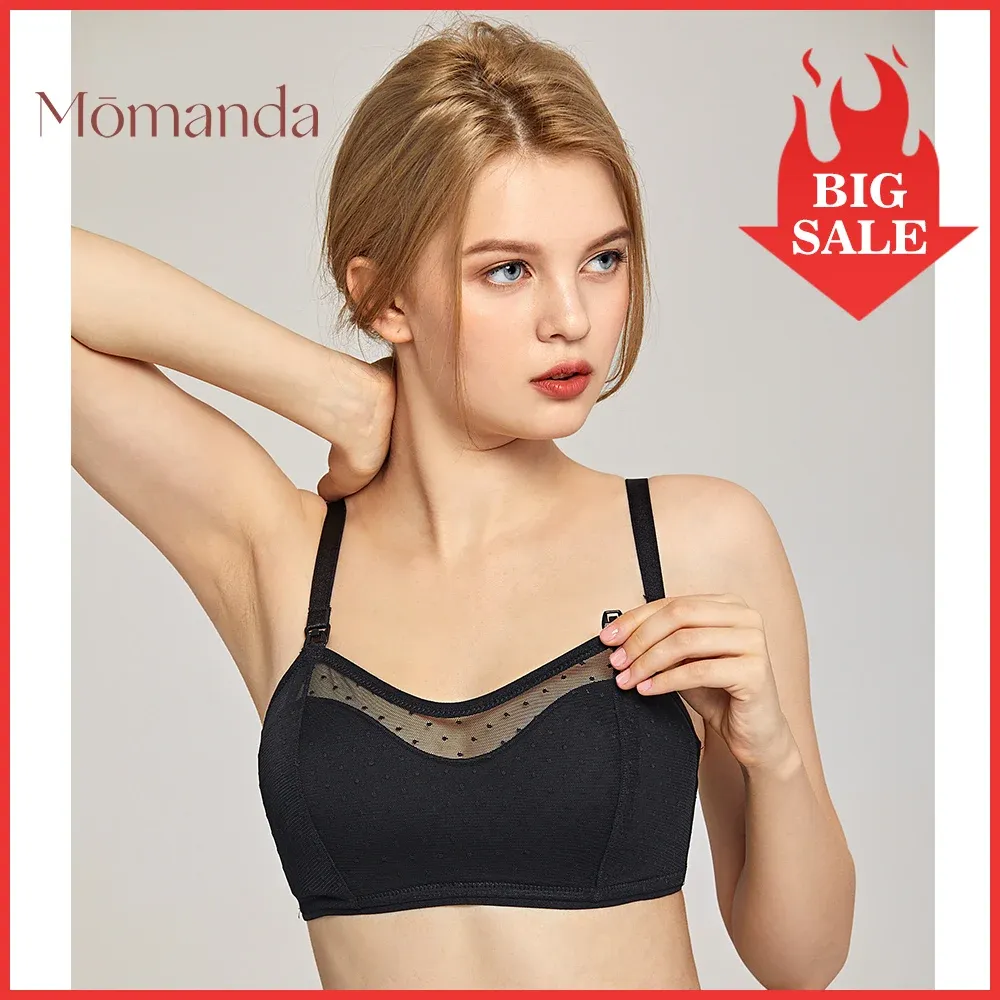 Robes Momanda Nursing Bra Lace Maternity Bras Full Cup Mallfeeding MATERNAL Soutien de la taille plus en forme de fil doux Vêtements enceintes DD E