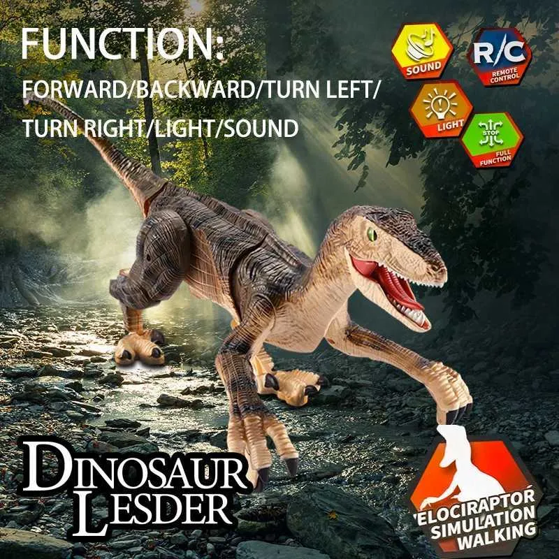 Electric/RC животных с динозавром игрушки динозавров для детей 2,4 ГГц RC Dinosaur Dobot Toy с Verisimitude Sound для детей мальчики девочки детские подарки T240422